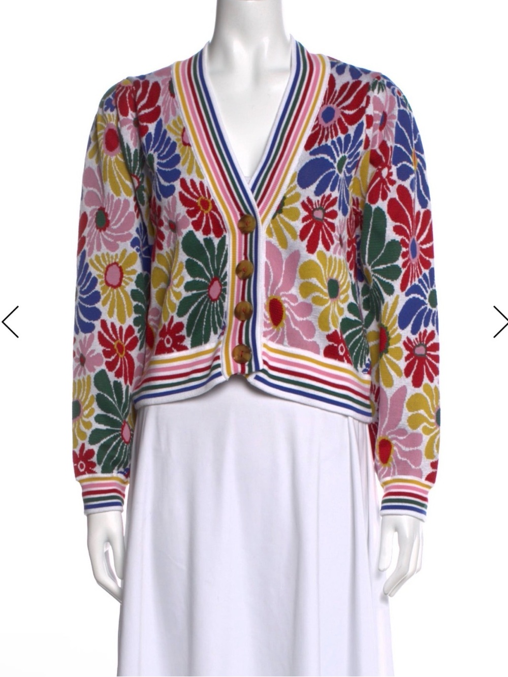 FARM Rio Multi-Color Floral V-Neck Button Cardigan - Picture 2 of 5